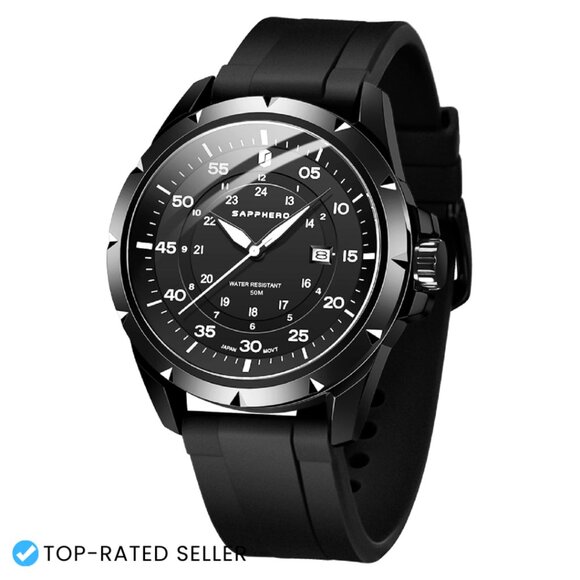 Classic Analog Watch with Date Display Luminous Waterproof Silicone Strap